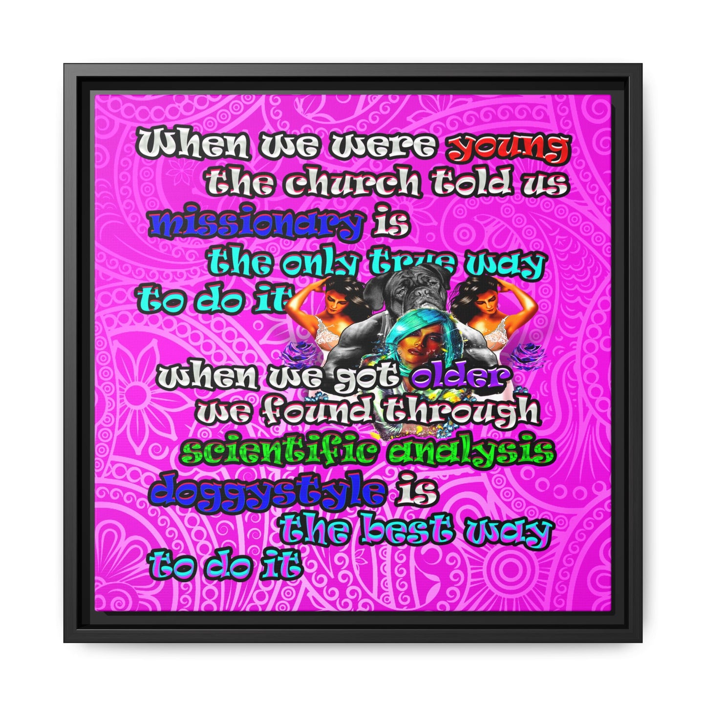 doggystyle - framed canvas art (pink swirl)