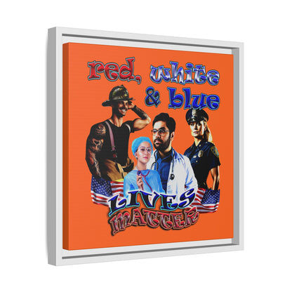 rw&b lives matter - framed canvas art (orange)