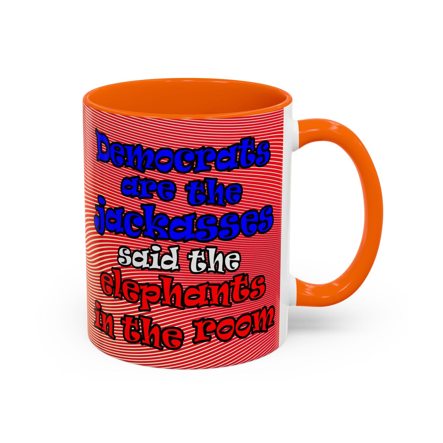 donkeys and elephants - Accent Mug (yellow-orange wave)