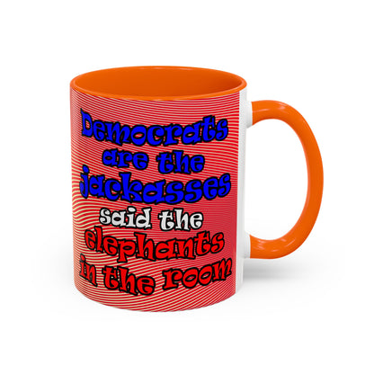 donkeys and elephants - Accent Mug (yellow-orange wave)