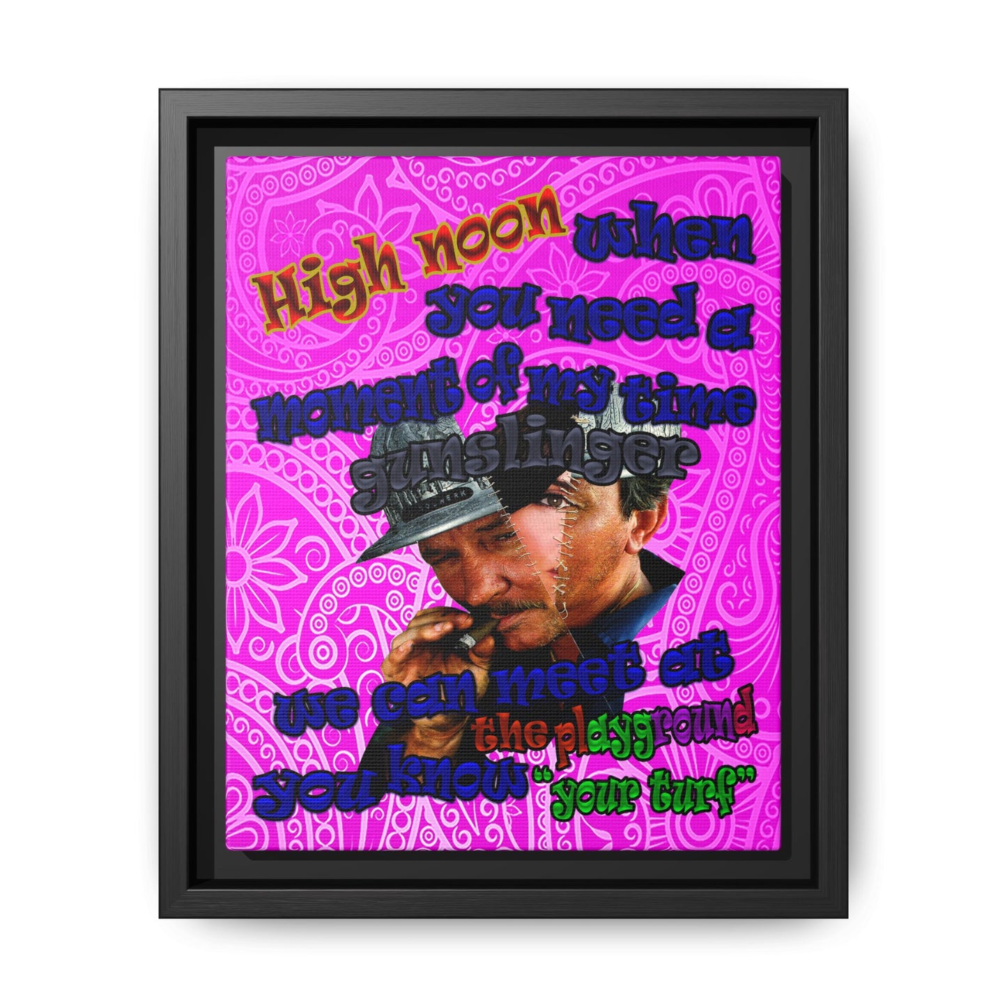 high noon - framed canvas art (pink swirl)