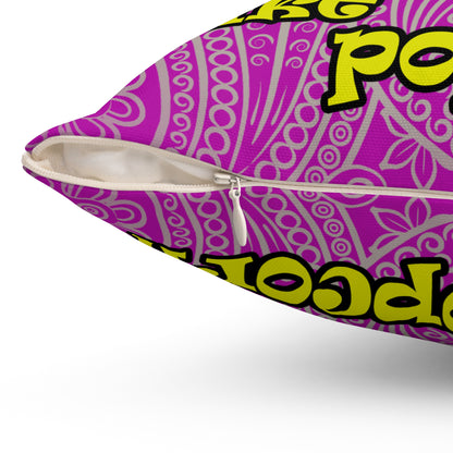 popping like popcorn - Spun Polyester Square Pillow - (pink swirl)