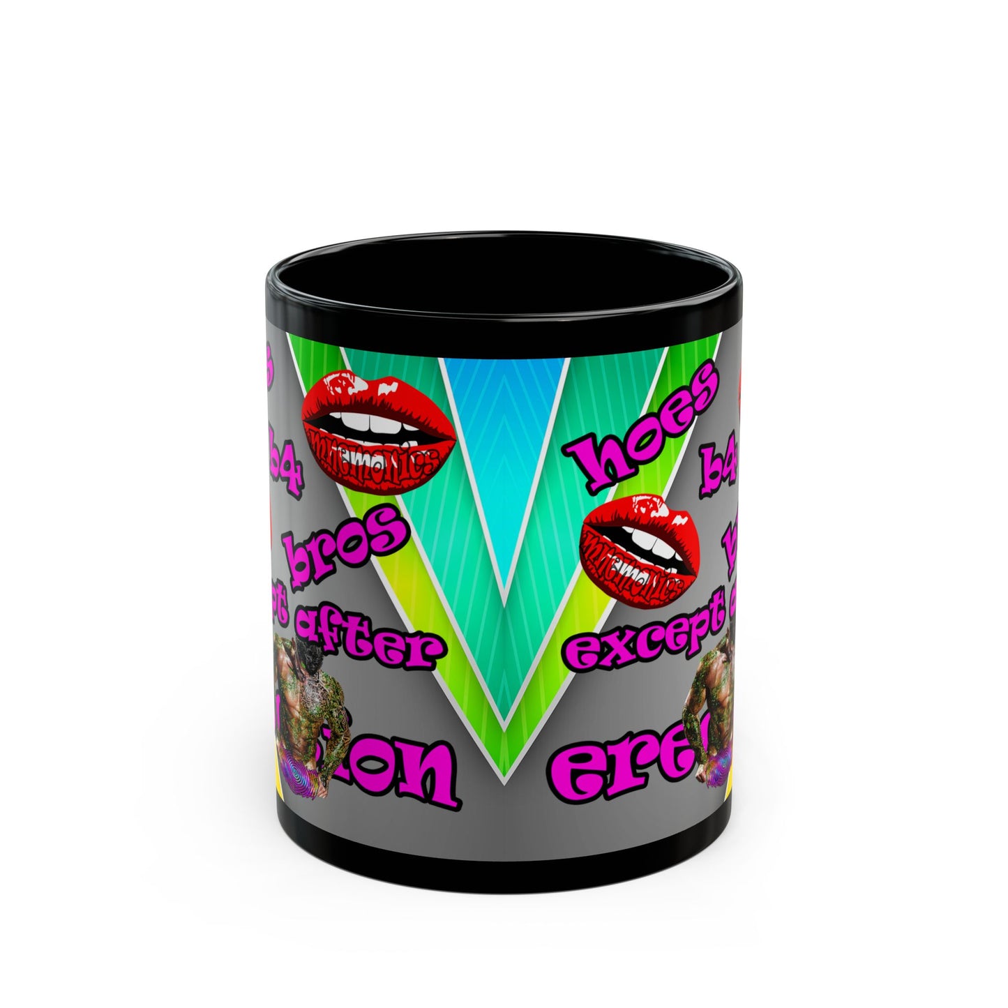 hoes b4 bros - Black Mug (rainbow split)