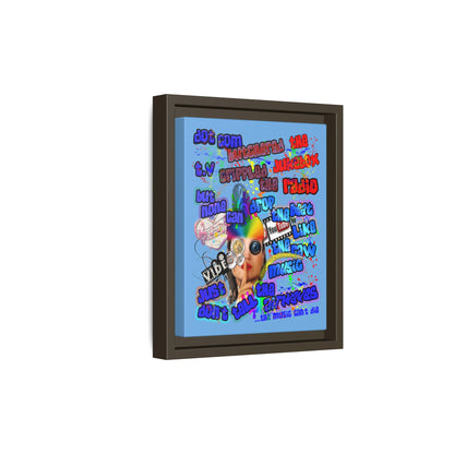 drop the beat - framed canvas art (light blue)