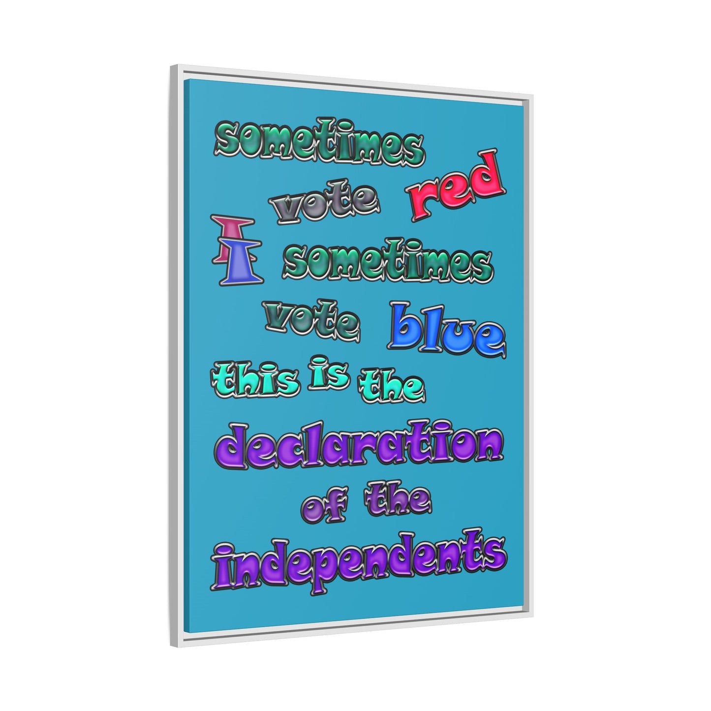 declaration of the independents - framed canvas art (turquoise)