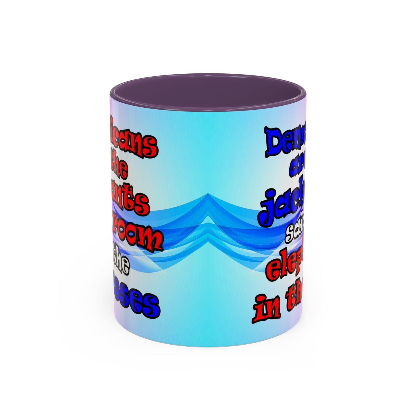 donkeys and elephants - Accent Mug (light blue-pink wave)