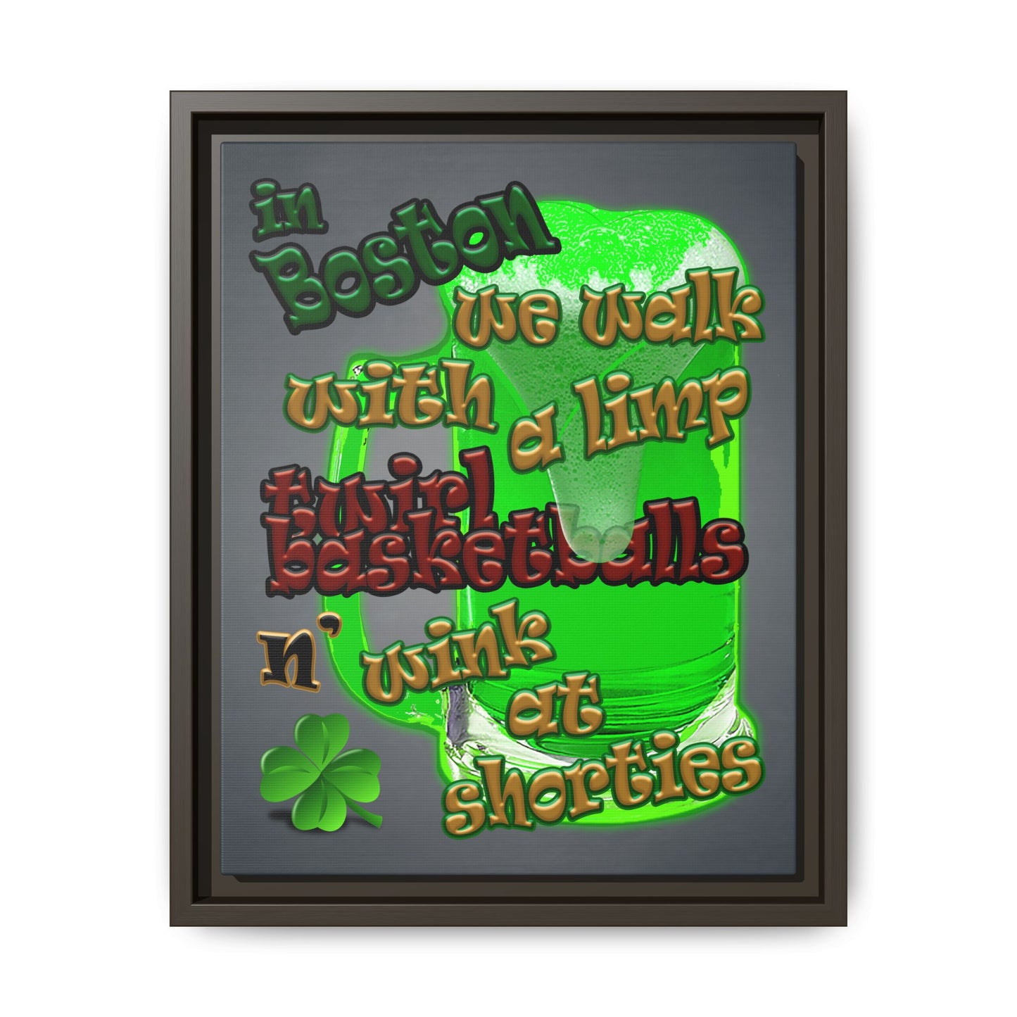 celtics logo - framed canvas art (grey-light grey)
