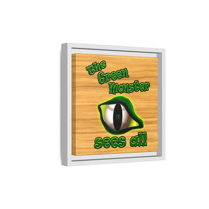green monster - framed canvas art (butterscotch wood finish)