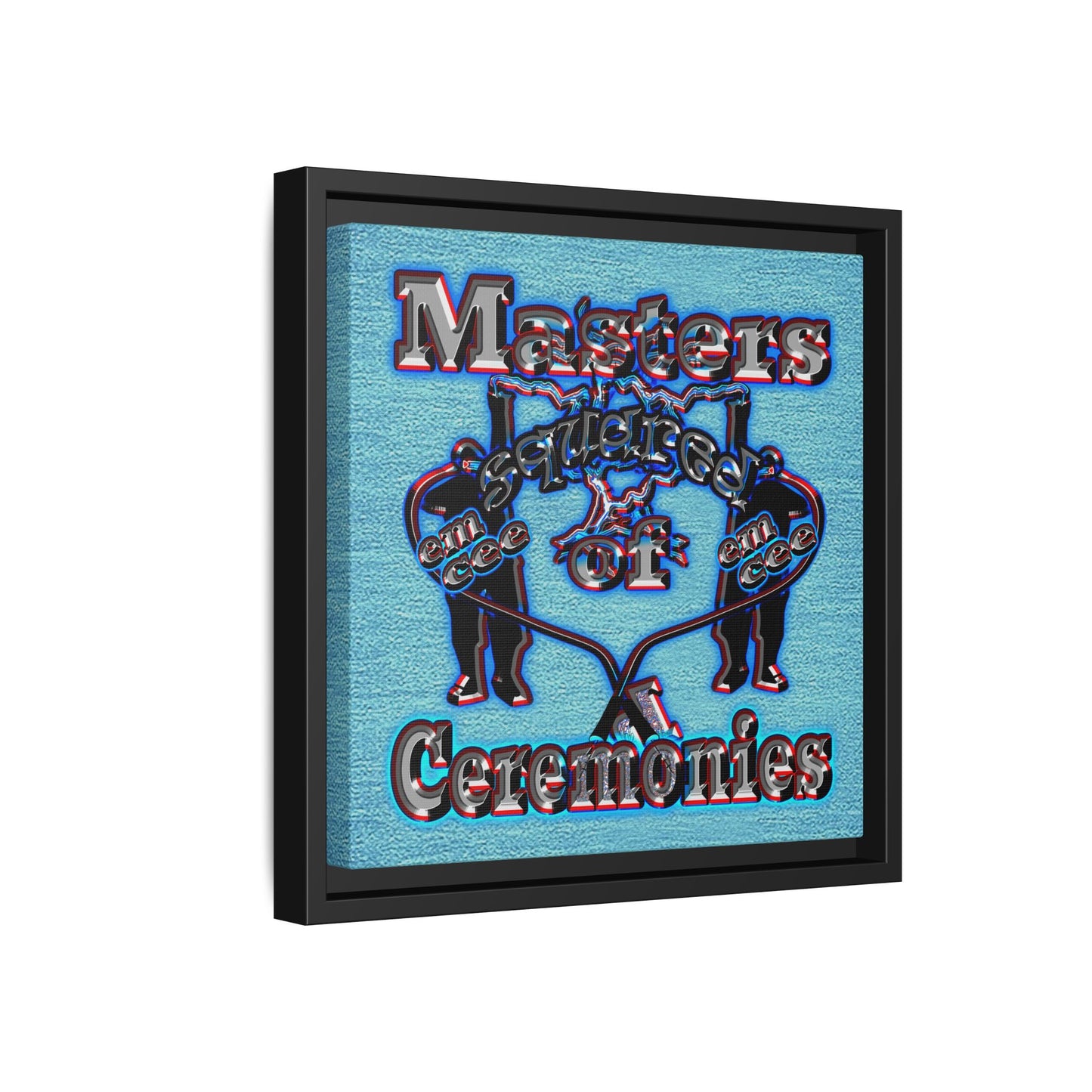 em cee squared - framed canvas art (faded blue)