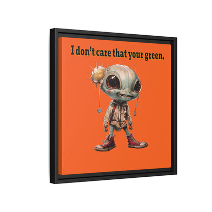 I don't care that your green - framed canvas art (orange)