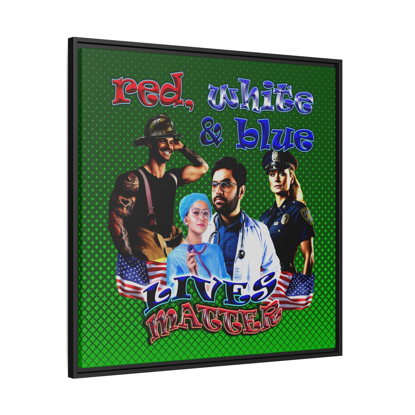rw&b lives matter - framed canvas art (logo green)