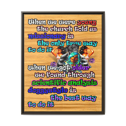 doggystyle - framed canvas art (butterscotch wood finish)