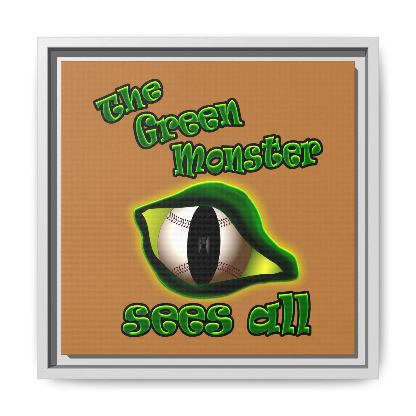 green monster - framed canvas art (light brown)