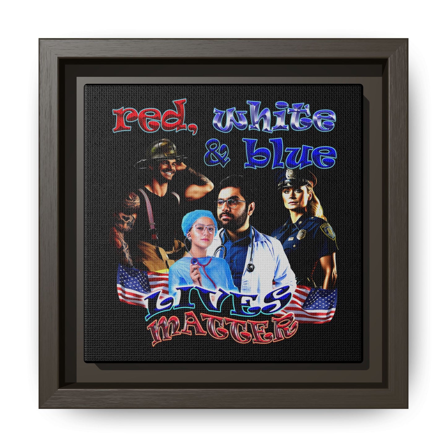 rw&b lives matter - framed canvas art (black)
