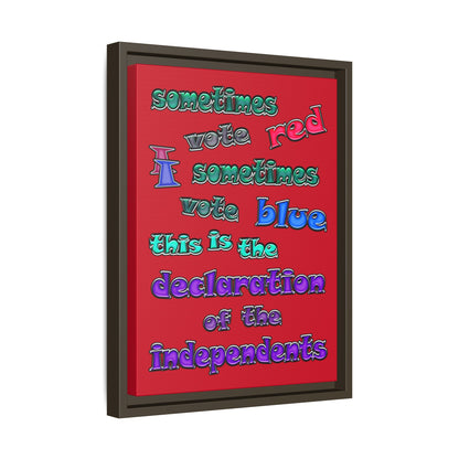 declaration of the independents - framed canvas art (dark red)