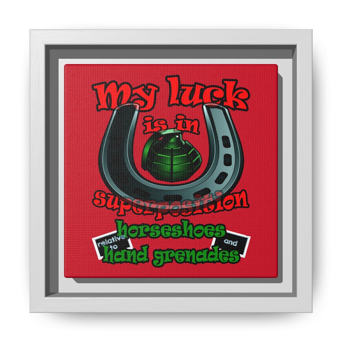 my luck - framed canvas art (dark red)