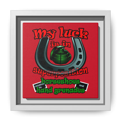 my luck - framed canvas art (dark red)