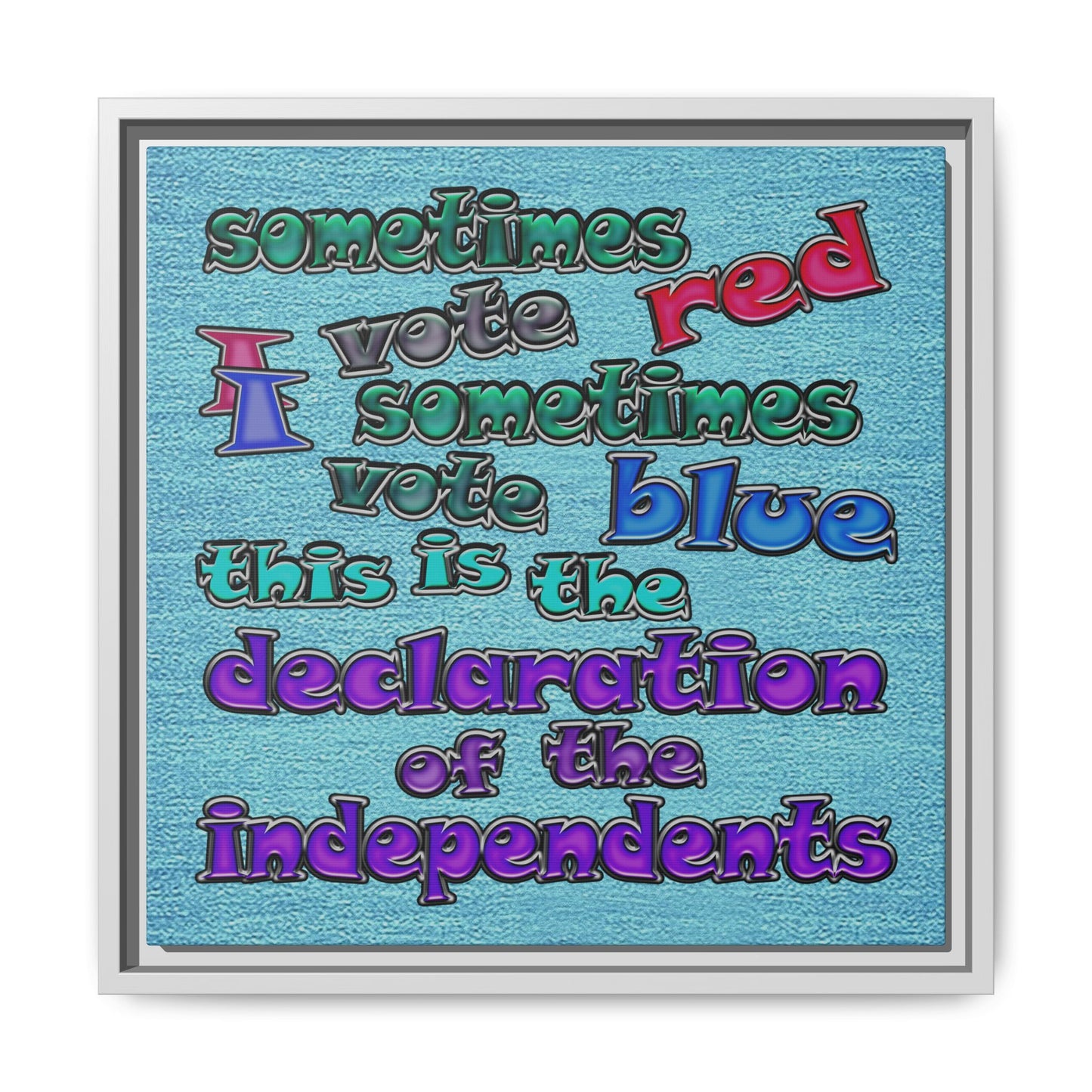 declaration of the independents - framed canvas art (faded blue)