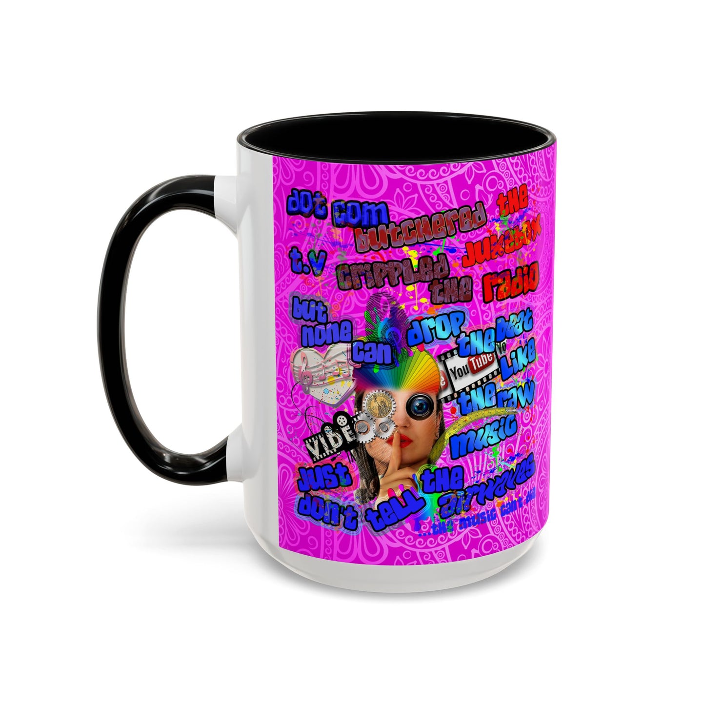 drop the beat - Accent Mug (pink swirl)
