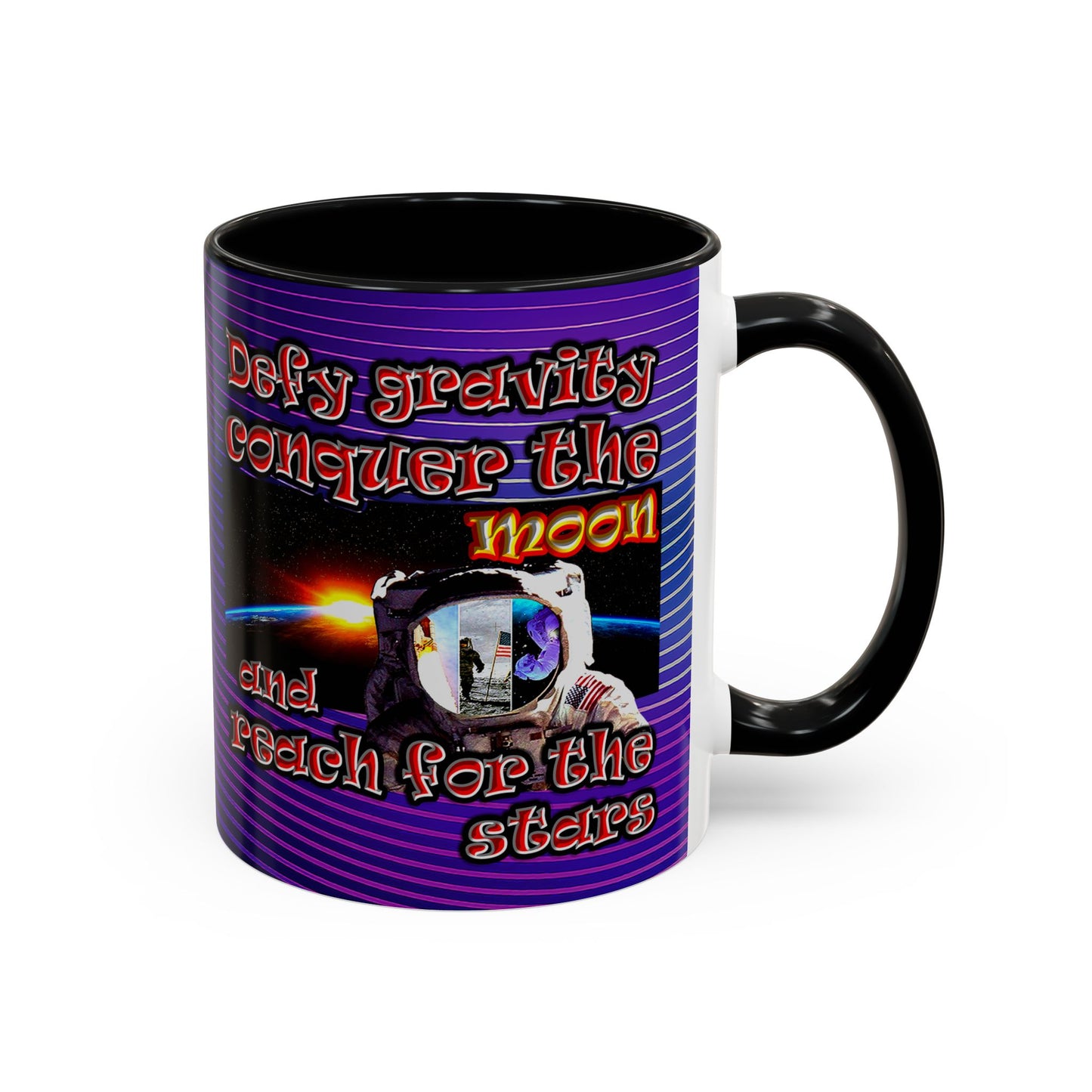 defy conquer reach - Accent Mug (purple wave)