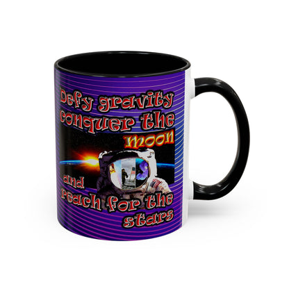 defy conquer reach - Accent Mug (purple wave)