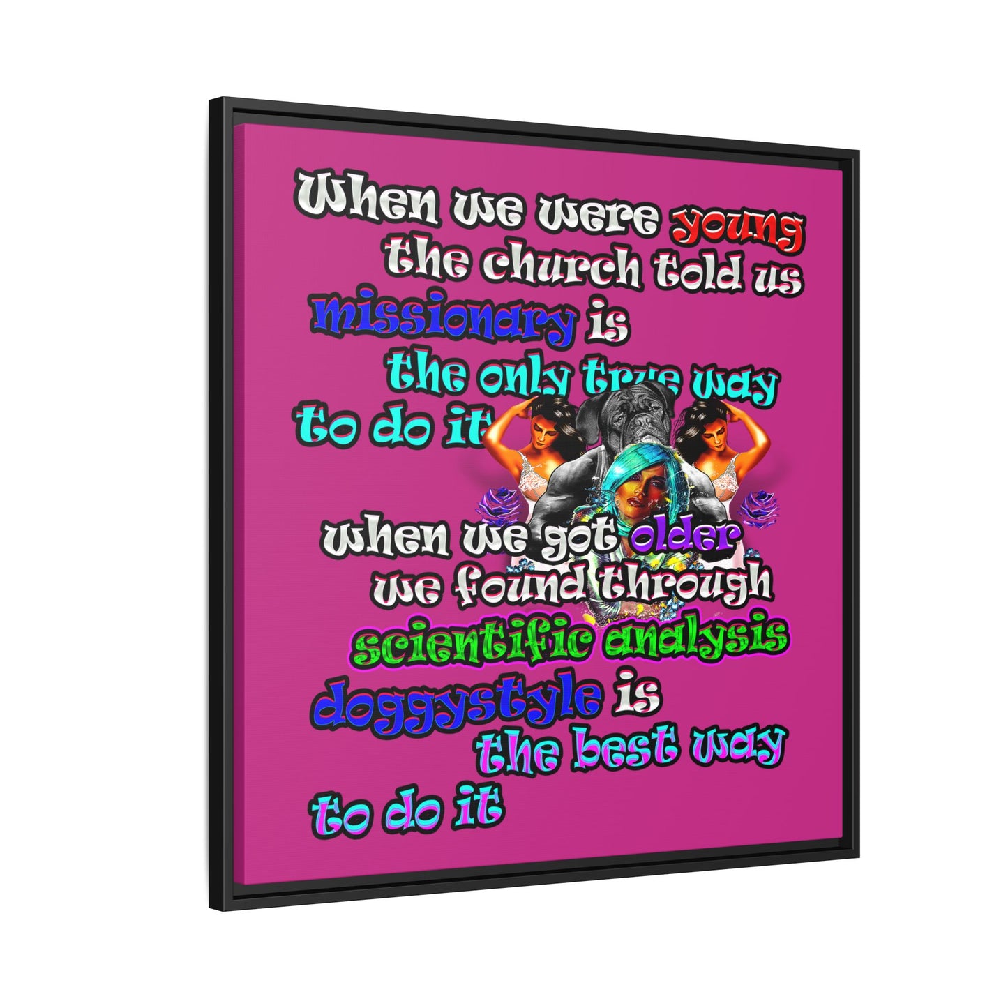 doggystyle - framed canvas art (pink)
