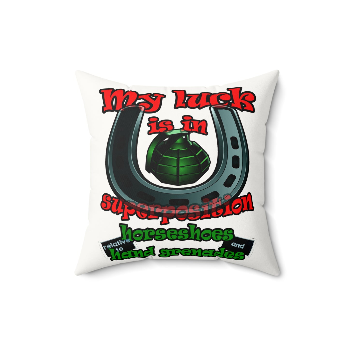 my luck - Faux Suede Square Pillow - (white)