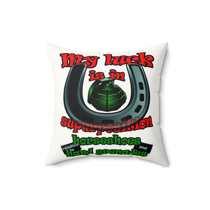my luck - Faux Suede Square Pillow - (white)