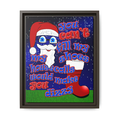 santa's shoes - framed canvas art ('snoops' background)