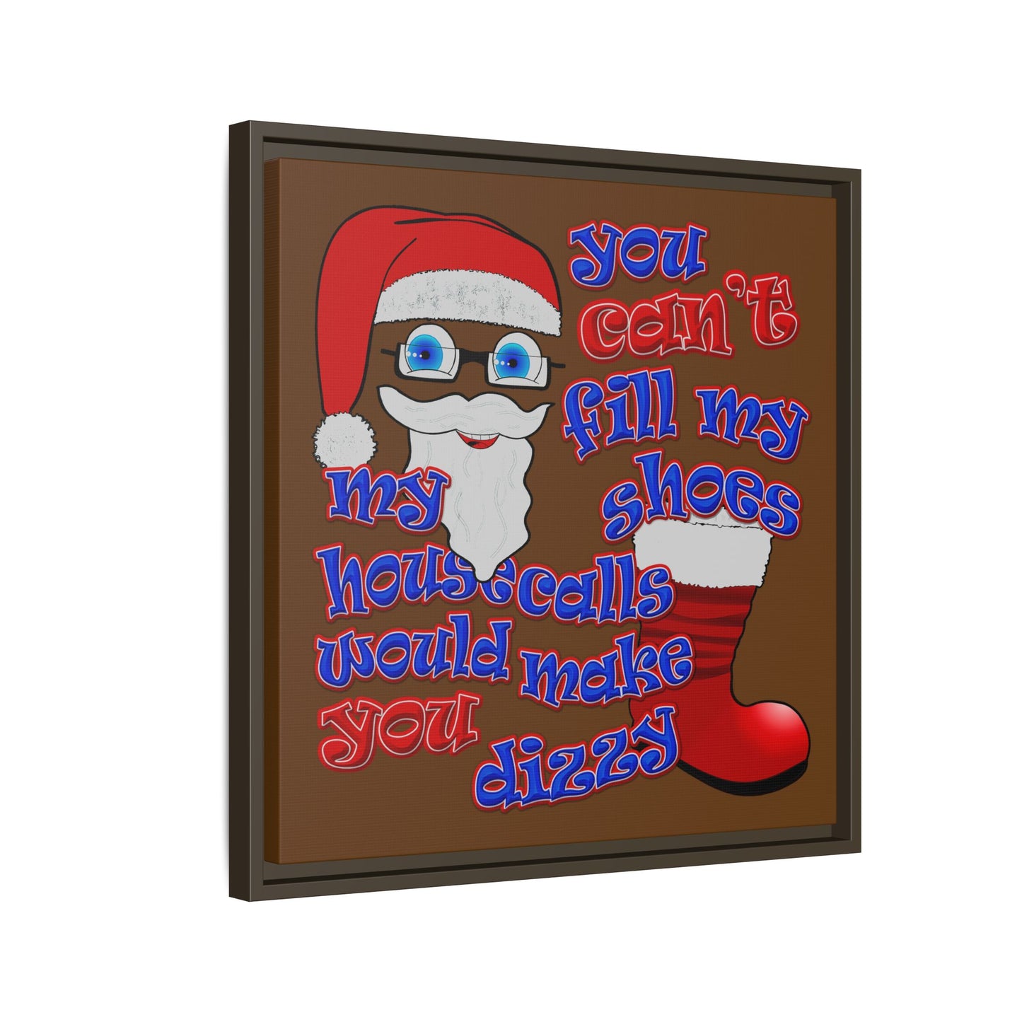 santa's shoes - framed canvas art (brown)