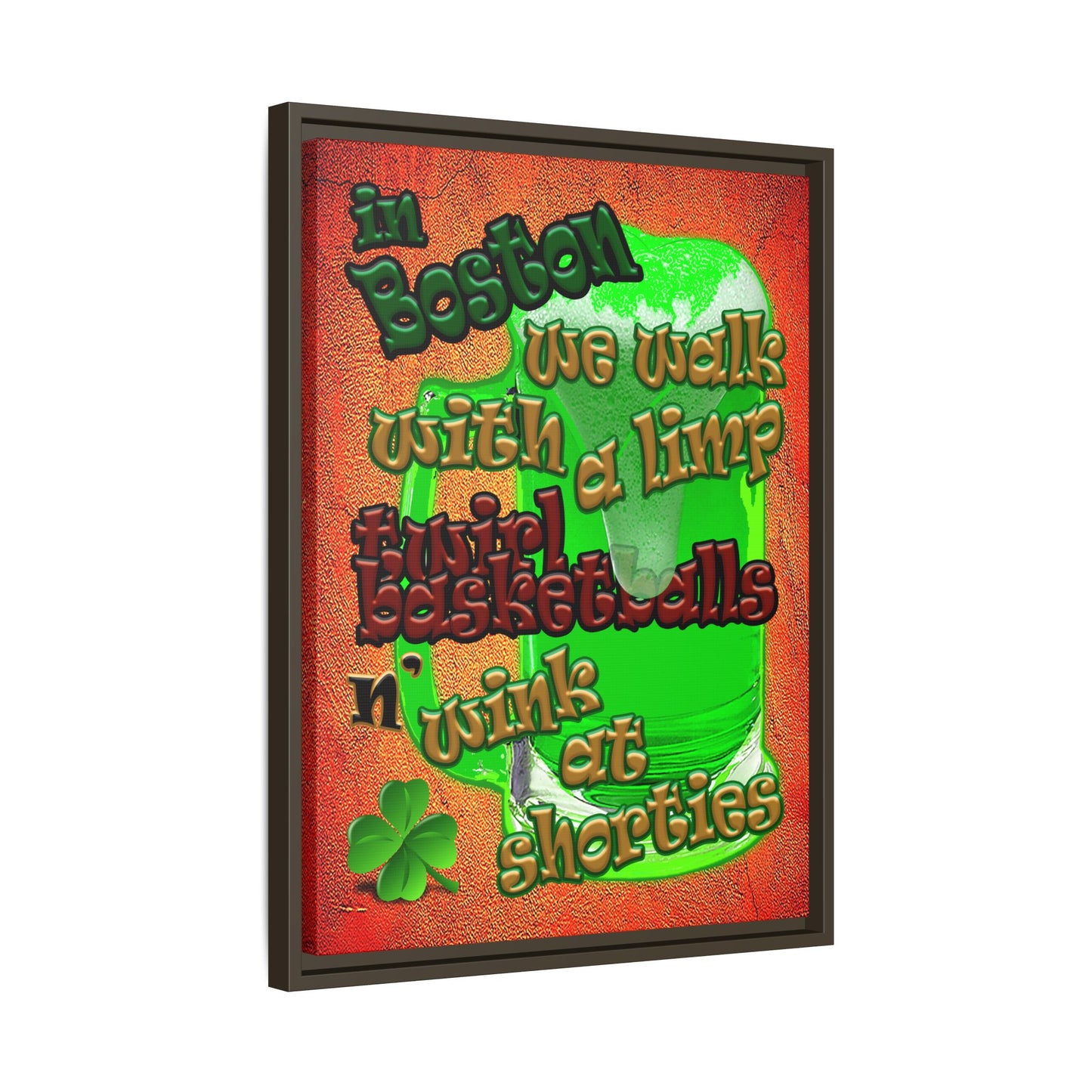 celtics logo - framed canvas art (burnt orange)