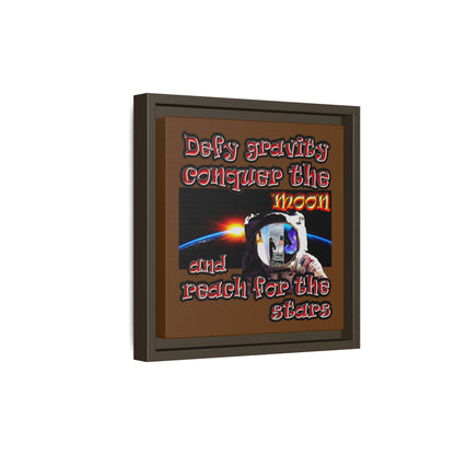 defy conquer reach - framed canvas art (brown)