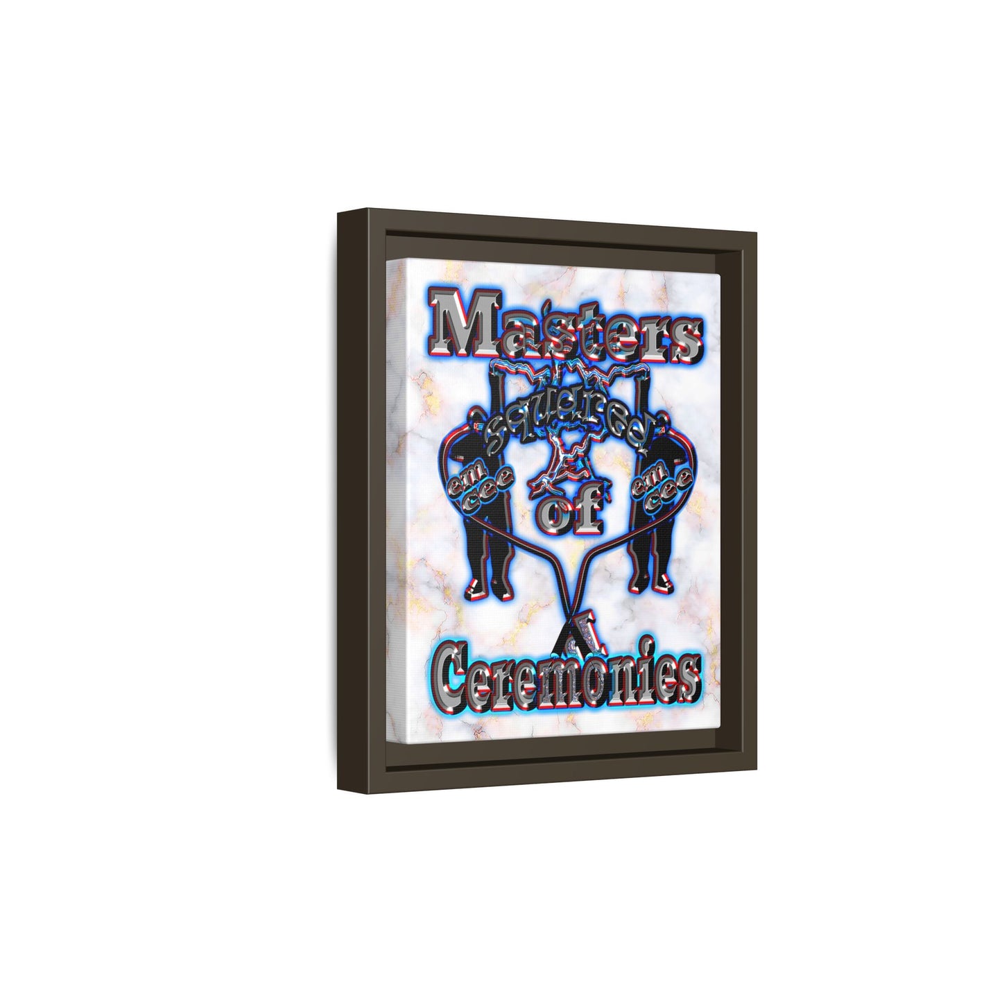em cee squared - framed canvas art (white marble)
