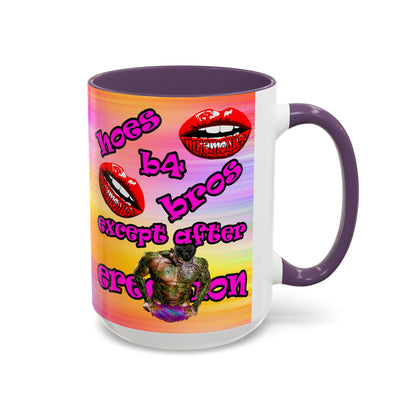 hoes b4 bros - Accent Mug (color blur)