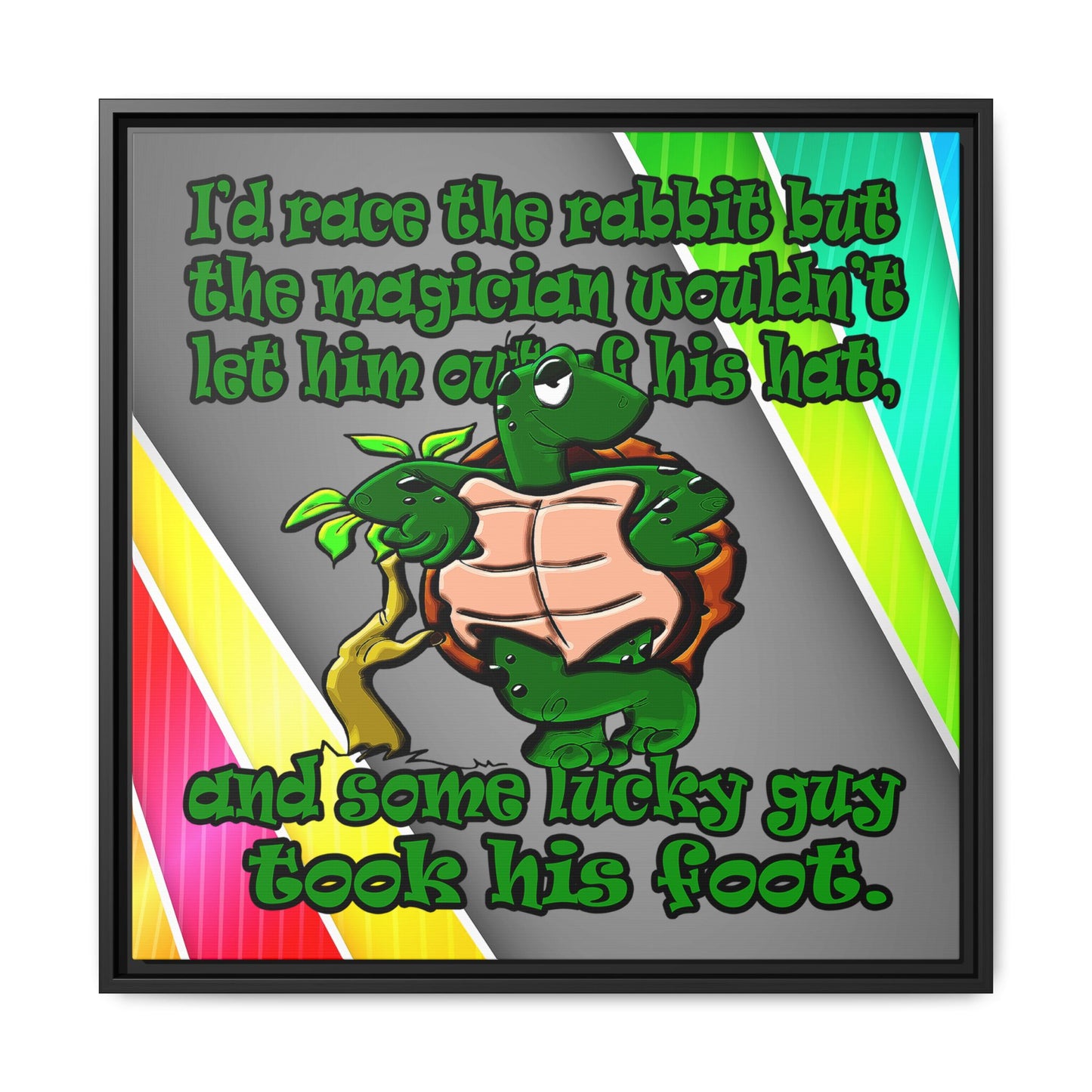 turtle race - framed canvas art (rainbow split)