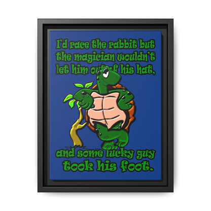 turtle race - framed canvas art (dark blue)