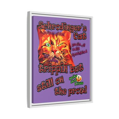 schrodinger's cat - framed canvas art (light purple)