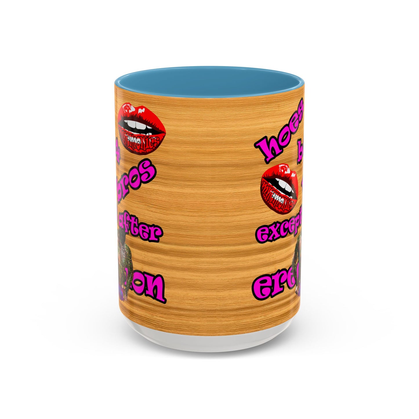 hoes b4 bros - Accent Mug (butterscotch wood finish)