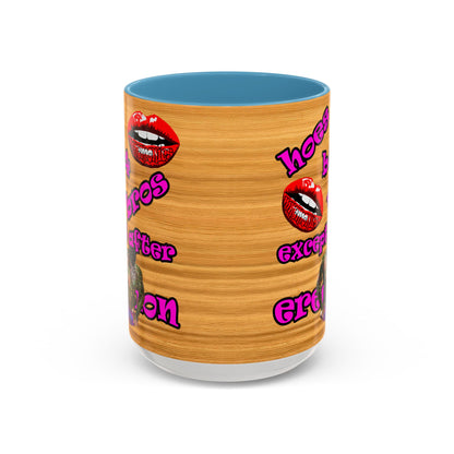 hoes b4 bros - Accent Mug (butterscotch wood finish)