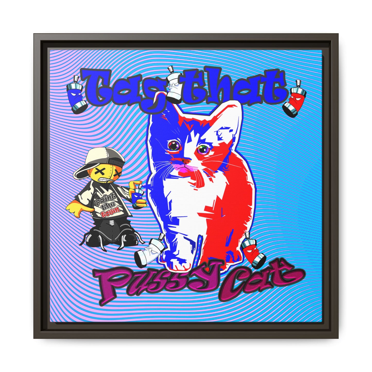 tag that - framed canvas art (light blue-purple wave)