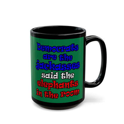 donkeys and elephants - Black Mug (dark green)
