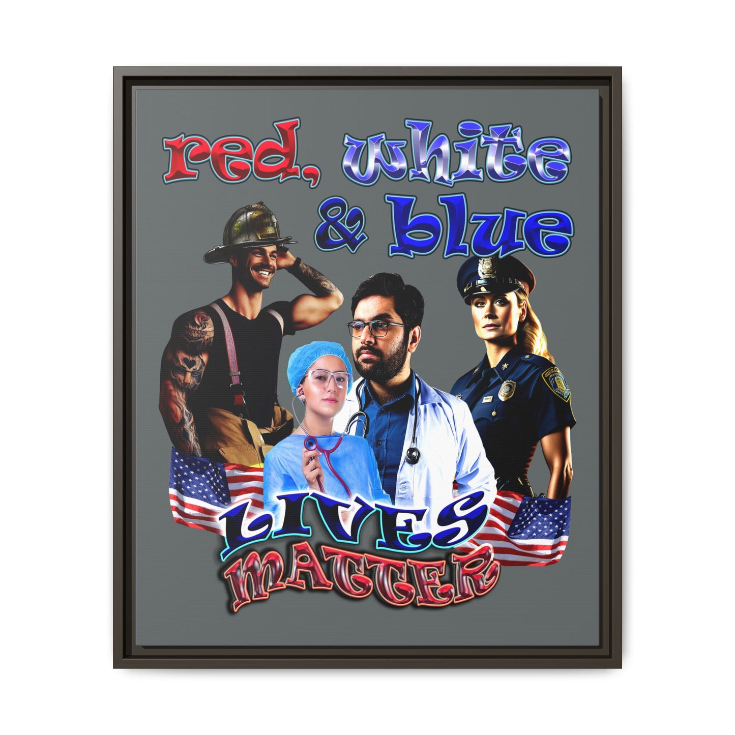 rw&b lives matter - framed canvas art (dark grey)
