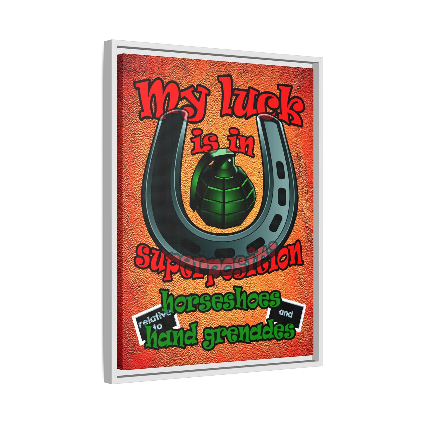 my luck - framed canvas art (burnt orange)