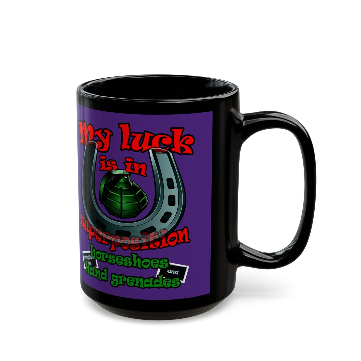 my luck - Black Mug (purple)