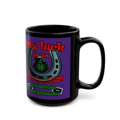 my luck - Black Mug (purple)