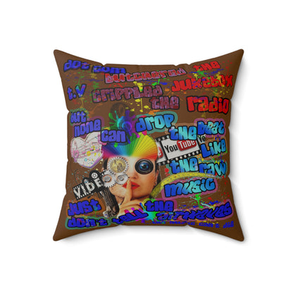 drop the beat - Faux Suede Square Pillow - (brown)