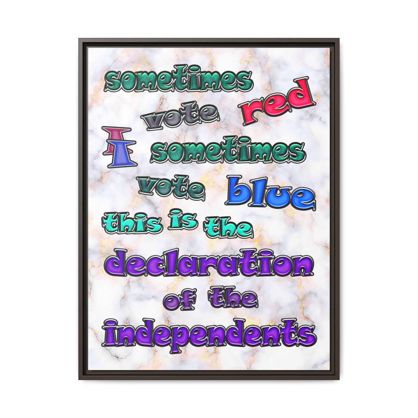 declaration of the independents - framed canvas art (white marble)