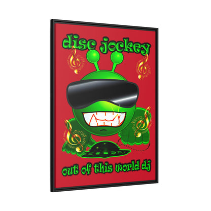 disc jockey - framed canvas art (dark red)