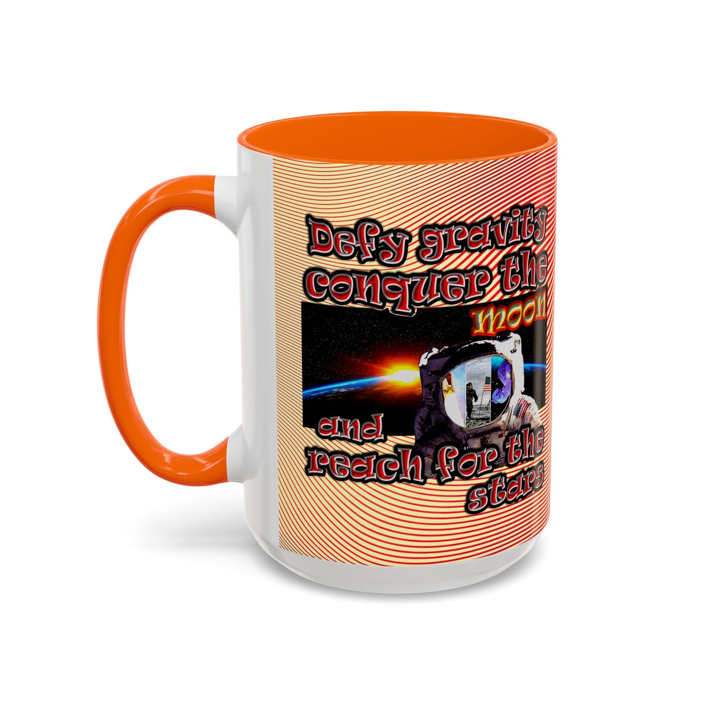 defy conquer reach - Accent Mug (yellow-orange wave)