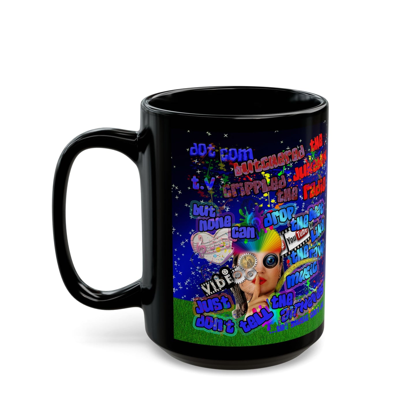drop the beat - Black Mug ('snoops' background)